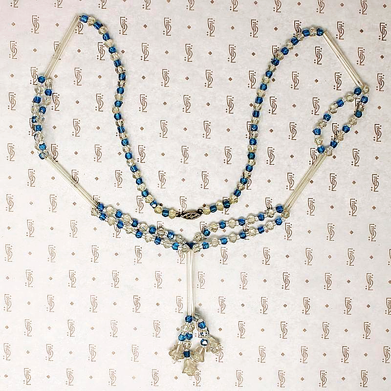 Sweet Blue & White Bead Sautoir Necklace