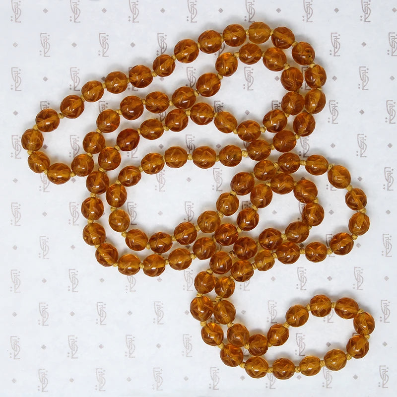 Carved Peking Glass Bead Necklace