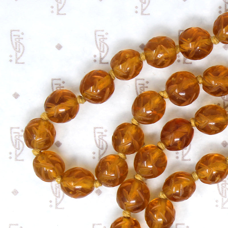 Carved Peking Glass Bead Necklace