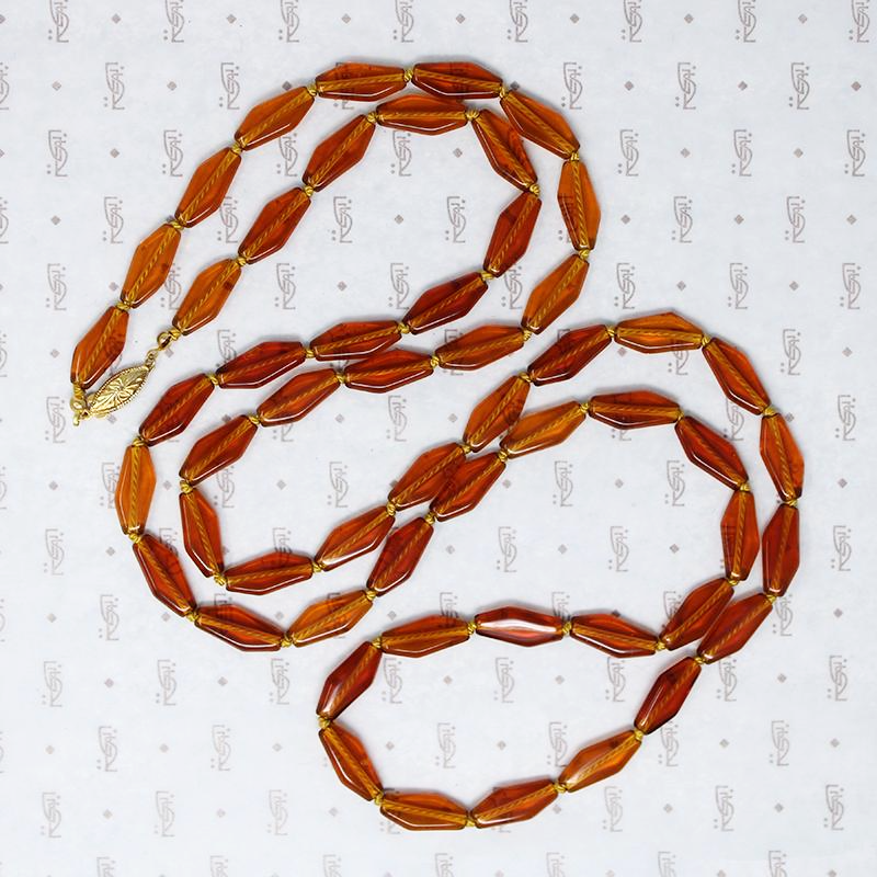 Autumnal Tones Long Glass Bead Necklace