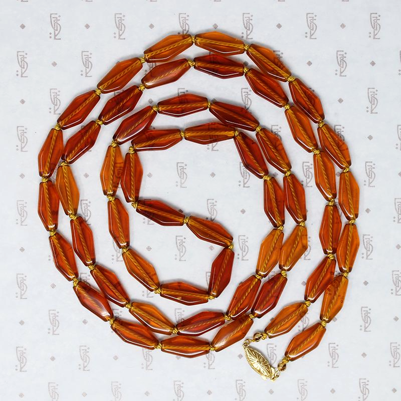 Autumnal Tones Long Glass Bead Necklace