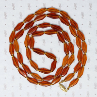 Autumnal Tones Long Glass Bead Necklace