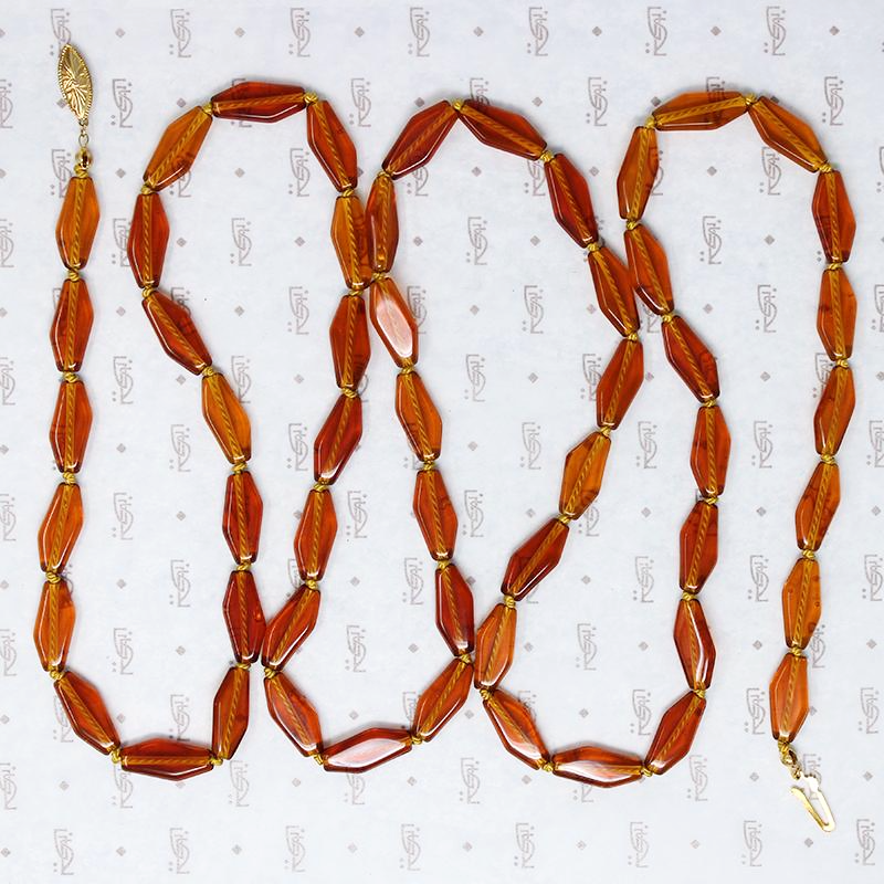 Autumnal Tones Long Glass Bead Necklace