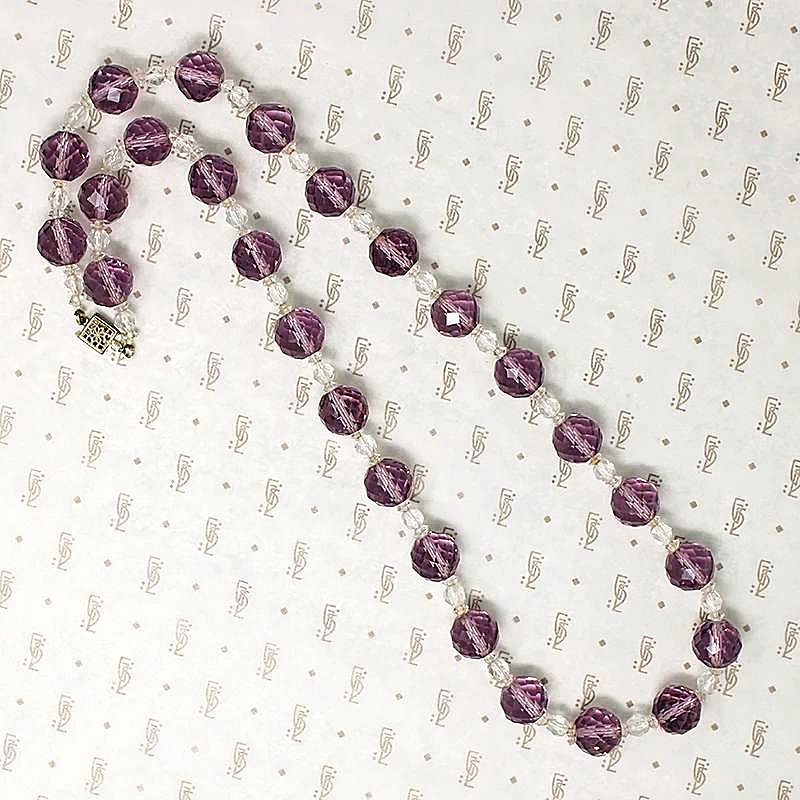 Art Deco Purple Crystal Bead Necklace