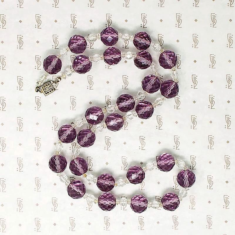 Art Deco Purple Crystal Bead Necklace