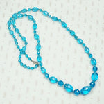 Brilliant Blue Faceted Glass Bead Necklace