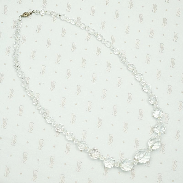 Crisply Faceted Graduated Glass Bead Necklace