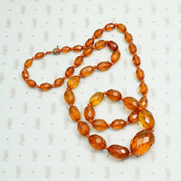 Antique Bourbon-Colored Graduated Amber Beads