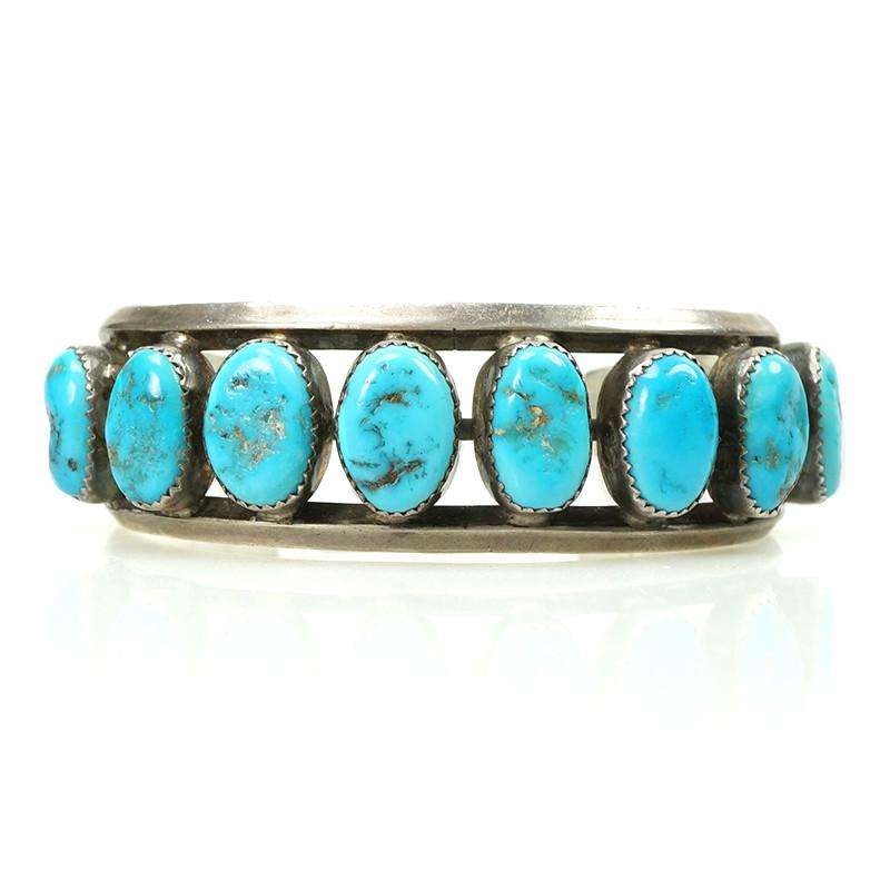 Sleeping Beauty Turquoise Vintage Silver Cuff Bracelet