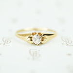 buttery 14k yellow gold belcer set omc diamond ring circa 1890