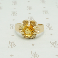 sunny yellow citring in 10k yellow gold chubby belcher setting circa 1890