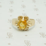 sunny yellow citring in 10k yellow gold chubby belcher setting circa 1890