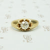 Old european cut 14k yellow gold belcher setting circa 1880 set with its original old euro diamond