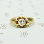 Old european cut 14k yellow gold belcher setting circa 1880 set with its original old euro diamond