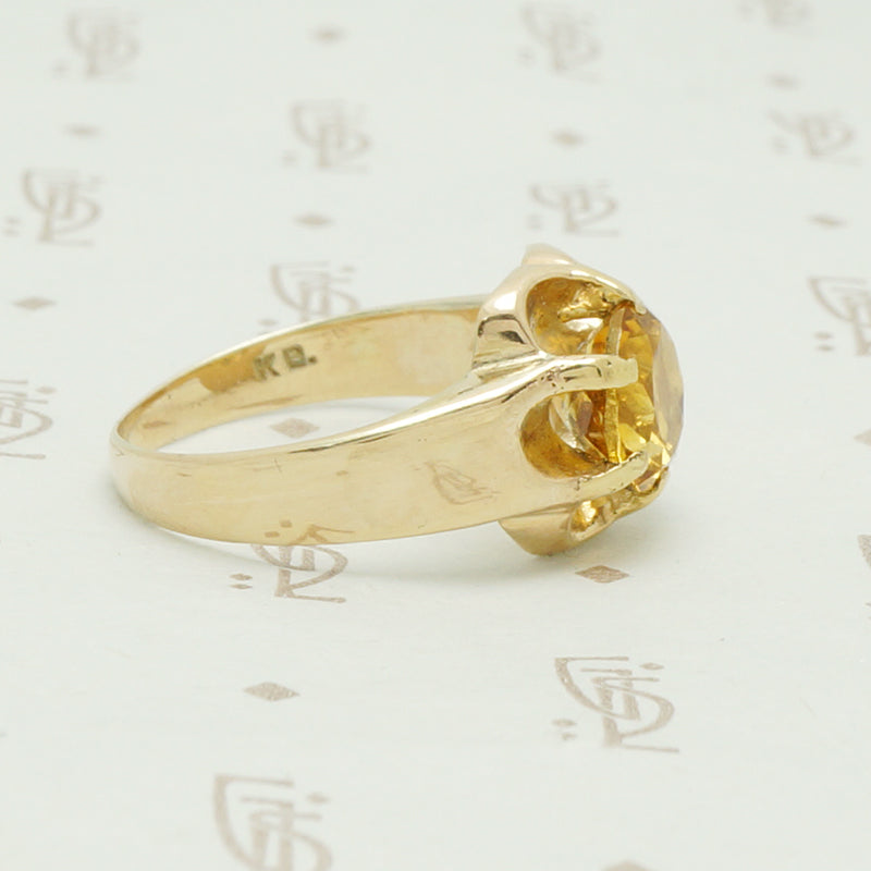Chunky Gold Belcher Ring with Sunny Citrine