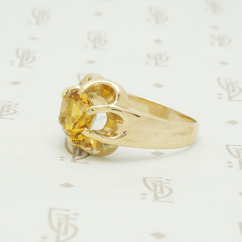 Chunky Gold Belcher Ring with Sunny Citrine