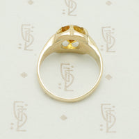 Chunky Gold Belcher Ring with Sunny Citrine