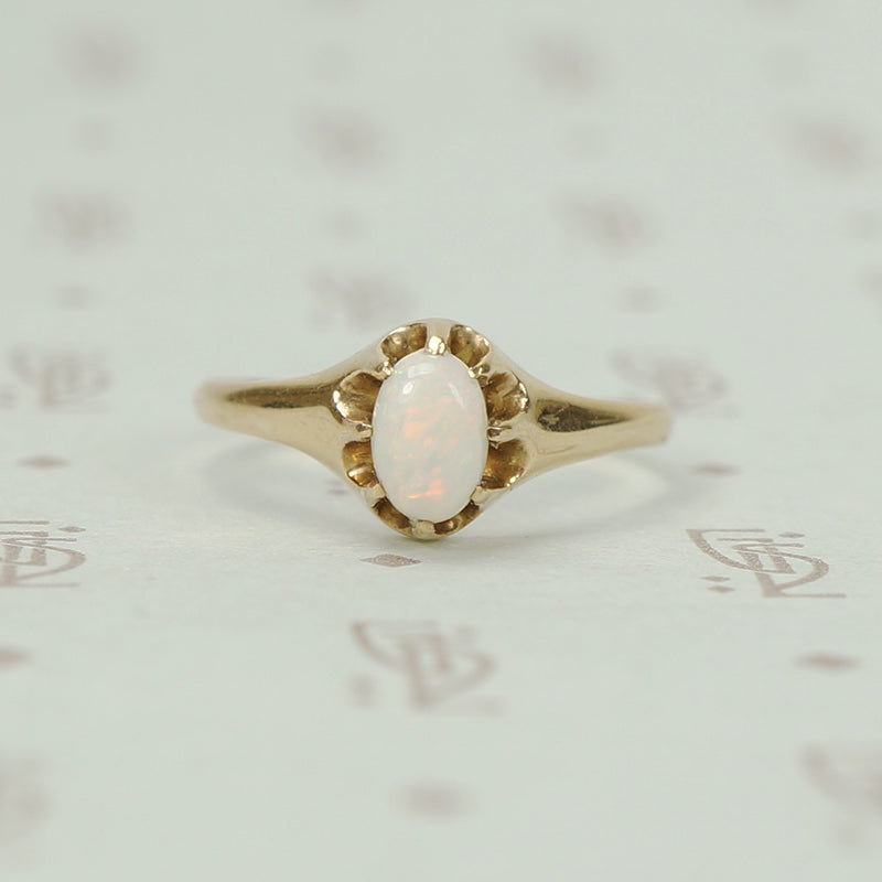 Fiery Opal in Yellow Gold Belcher Ring c1890