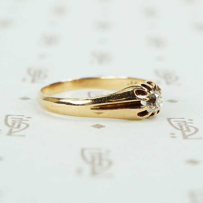 cushion mine cut diamond gold belcher setting 19th century