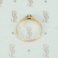 cushion mine cut diamond gold belcher setting 19th century side view