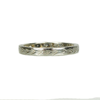 1920's Belias White Gold Engraved Diamond Band - Gem Set Love
