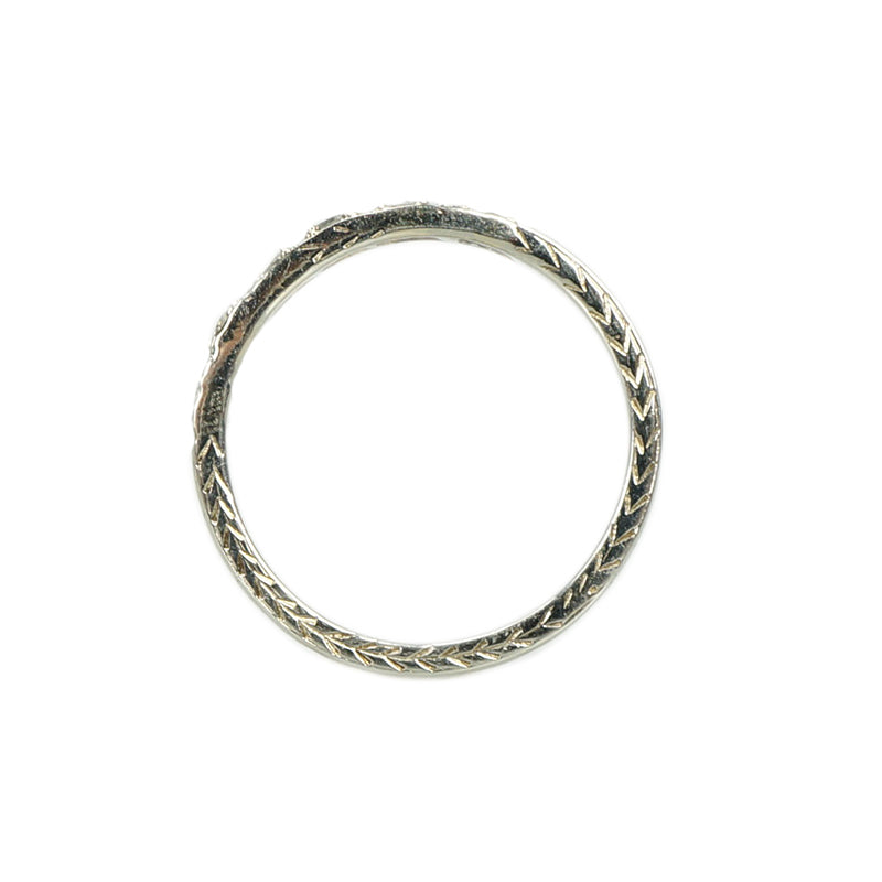 1920's Belias White Gold Engraved Diamond Band - Gem Set Love