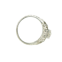 Vintage White Gold Belias Filigree Engagement Ring - Gem Set Love