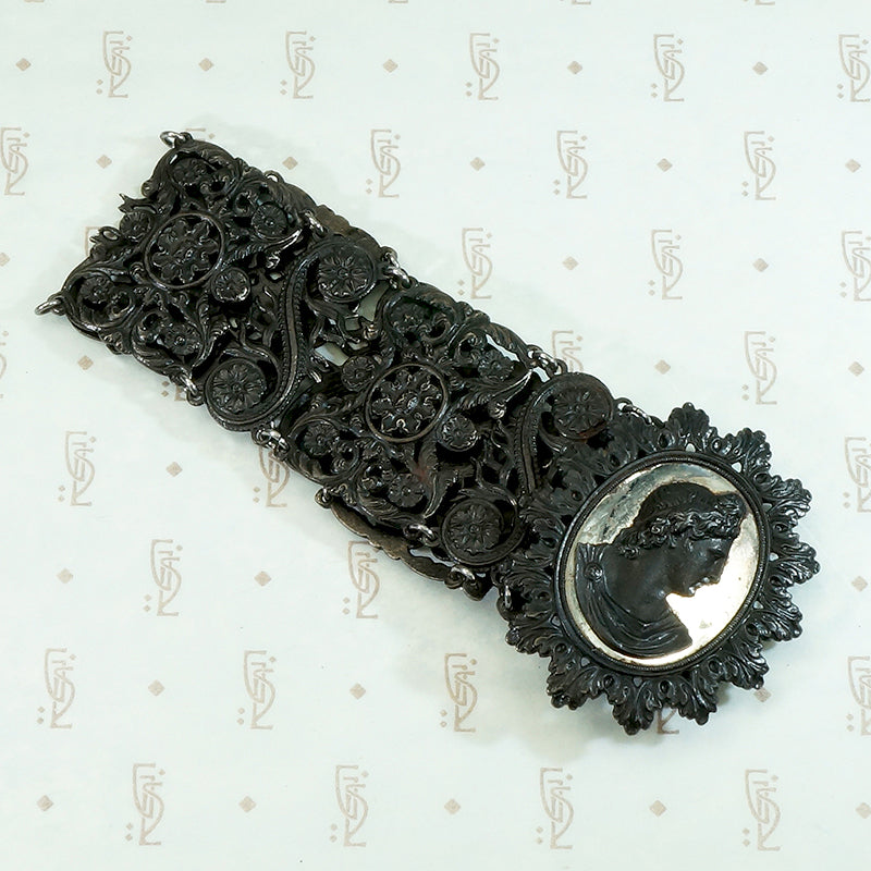 Berlin Iron Bracelet with Iron & Steel Cameo Clasp