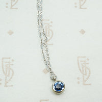 Montana Sapphire and Recycled White Gold necklace