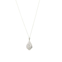 Deco Intricately Beautiful White Gold Filigree Pendant