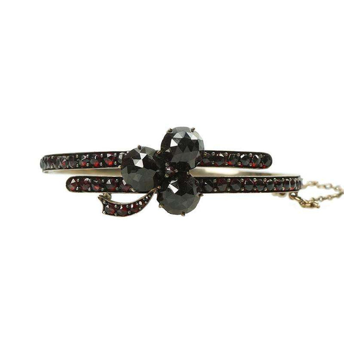 Bohemian Rose Cut Garnet Bracelet Unique Clover Design