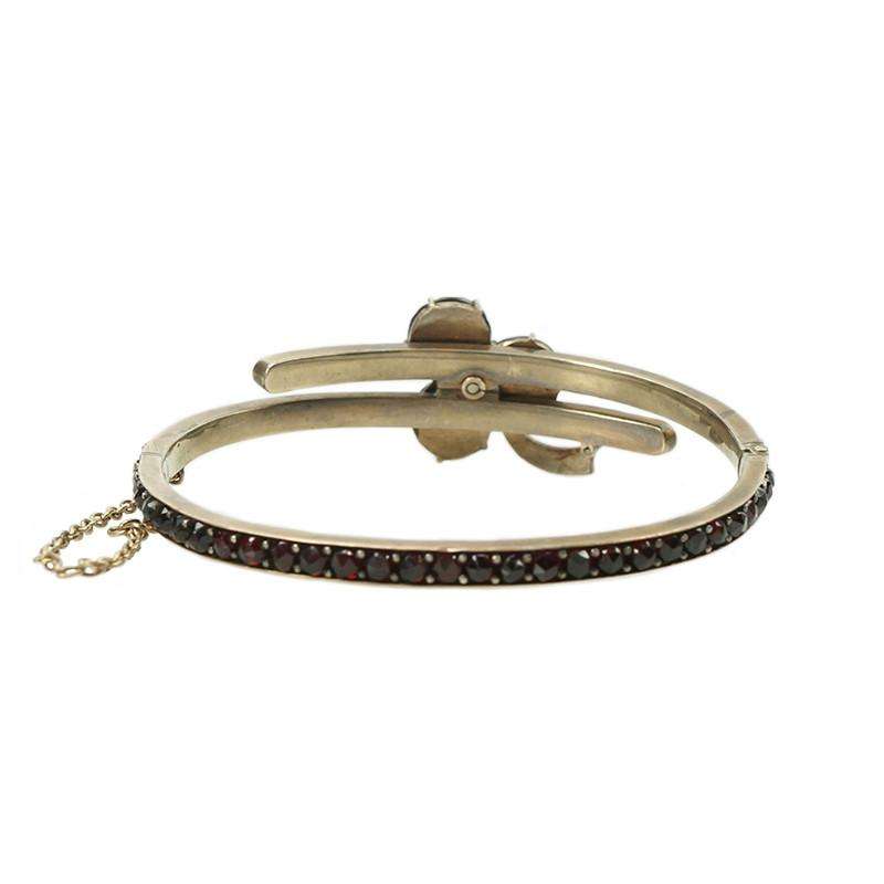 Bohemian Rose Cut Garnet Bracelet Unique Clover Design