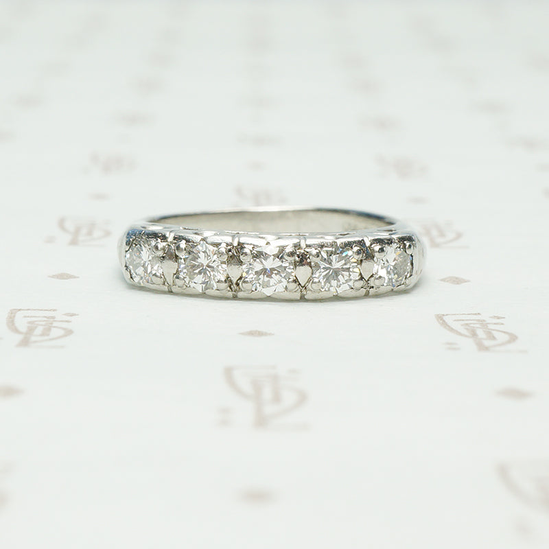 1/2 carat total weight 1940's classic platinum diamond anniversary band