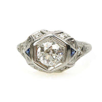 Platinum Filigree Engagement Ring set with a .98 point Old European Cut Diamond