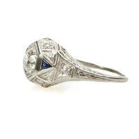 Platinum Filigree Engagement Ring set with a .98 point Old European Cut Diamond