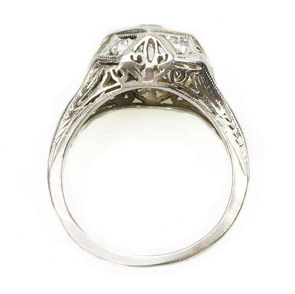 Platinum Filigree Engagement Ring set with a .98 point Old European Cut Diamond