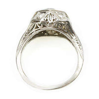 Platinum Filigree Engagement Ring set with a .98 point Old European Cut Diamond
