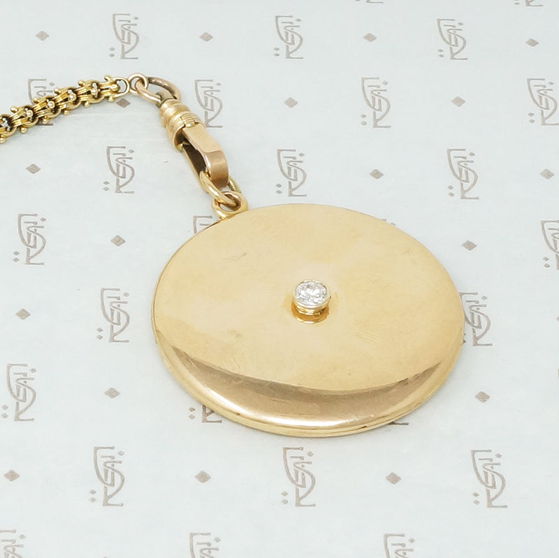 Big Heavy 14k yellow gold diamond set locket vintage