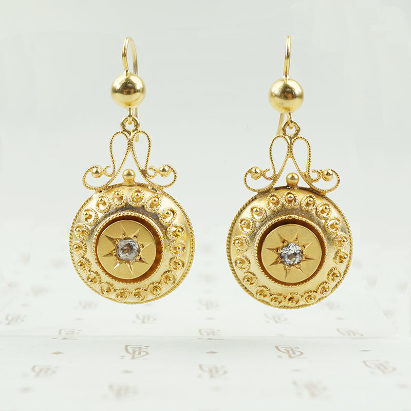 long gold filled victorian drop earrings