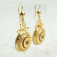 long gold filled victorian drop earrings with paste stone
