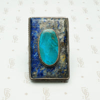 Bold Sodalite and Turquoise Sterling Ring