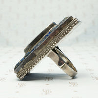 Bold Sodalite and Turquoise Sterling Ring