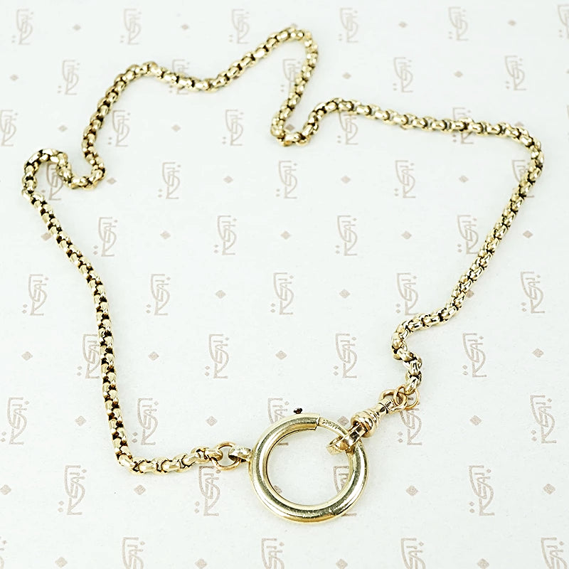 16" long faceted link gf chain with large spring ring and swivel hook