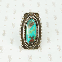 stunning big chunk of natural turquoise in a vintage 1960's silver ring