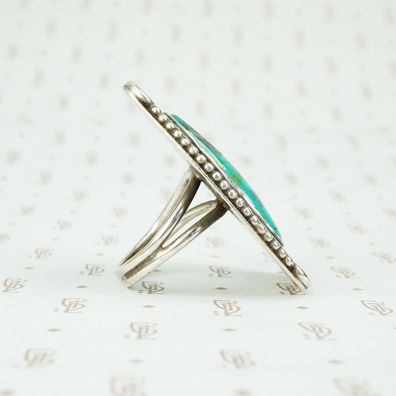 stunning big chunk of natural turquoise in a vintage 1960's silver ring