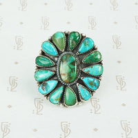 big bold vintage silver and turquoise american ring