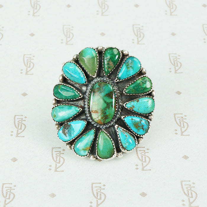 big bold vintage silver and turquoise american ring