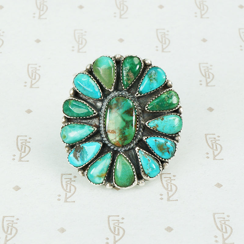 big bold vintage silver and turquoise american ring