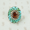 Impressive Pavé Turquoise and Table Cut Garnet Ring