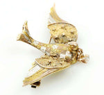 18k gold and Platinum Eagle brooch with Diamond Drop